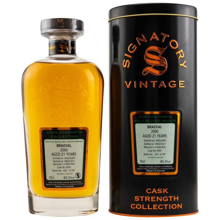 Signatory Braeval 21 y 2000/2021 refill Butt 60,3 %Vol
