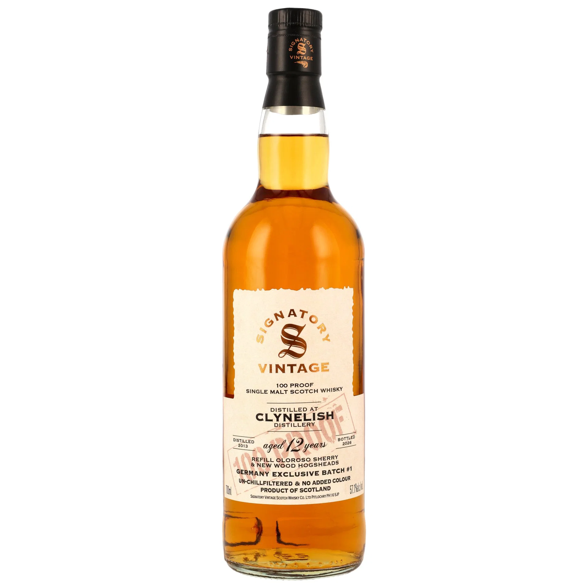 Signatory Clynelish 2013/2026 12y 57,1 %Vol Oloroso Sherry & New Wood Casks 100 PROOF Edition Germany Exclusive #1