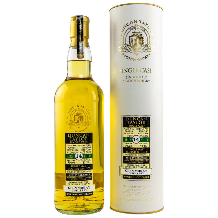 Glen Moray 2007/2022 Duncan Taylor 14 y 11/2007 05/2022  Oak Cask. 705914 240 Fl. 53,3 %Vol