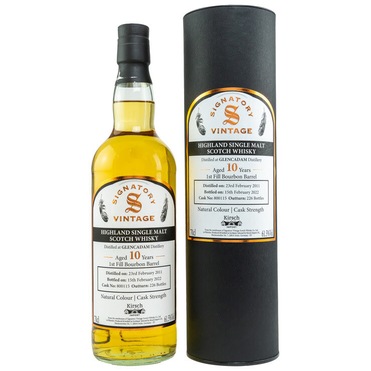 Signatory Glencadam 10 y 61,5 %Vol First Fill Bourbon Barrel 226 Flaschen