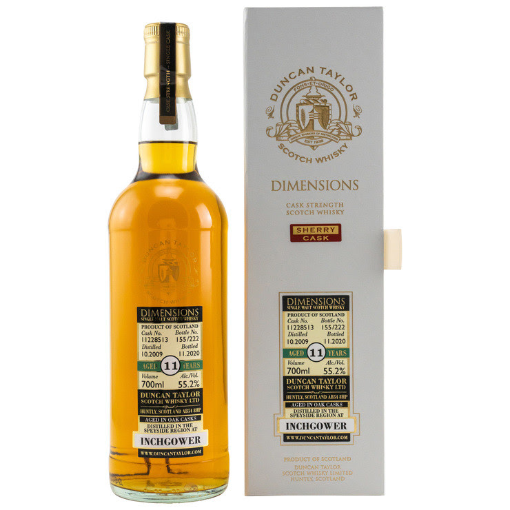 Inchgower 2009/2020 Duncan Taylor: Dimensions  11 y  Sherry Cask Nr. 55,2 %Vol
