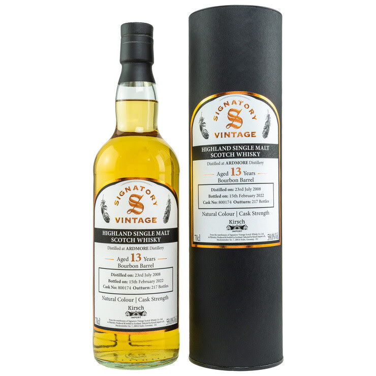 Signatory Ardmore 2008/22 13 y 59 %Vol peatad Bourbon Barrel 217 bottles