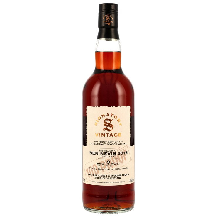 Signatory  Ben Nevis 2015/2025 100 Proof Edition Nr. 41  9 y First Fill Oloroso Sherry Butts 57,1% vol. Signatory  Ben Nevis 2015/2025 100 Proof Edition Nr. 41  9 y First Fill Oloroso Sherry Butts 57,1% vol.