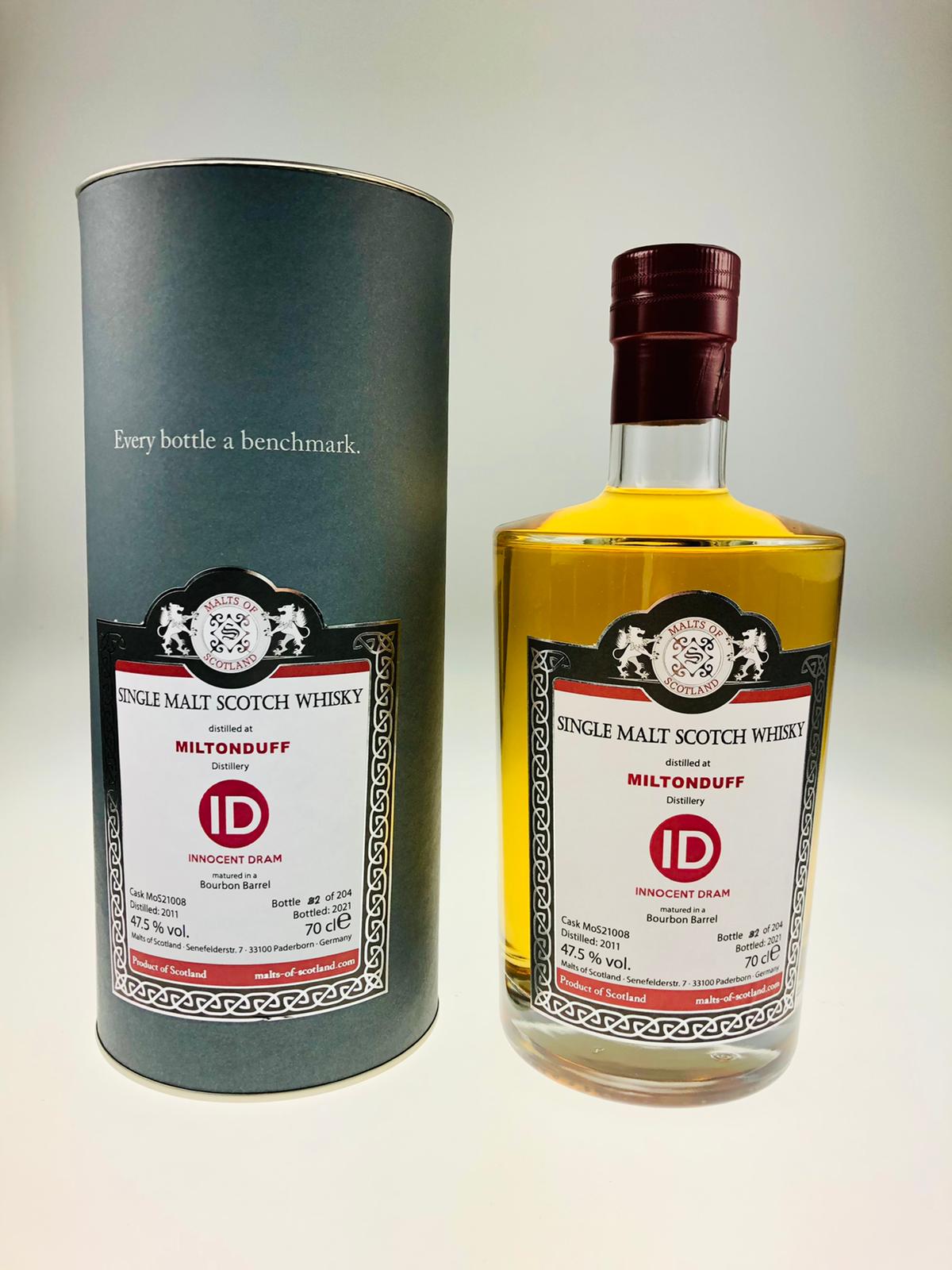 Malts of Scotland Miltonduff Bourbon Barrel 2011 2021 47,5 %Vol