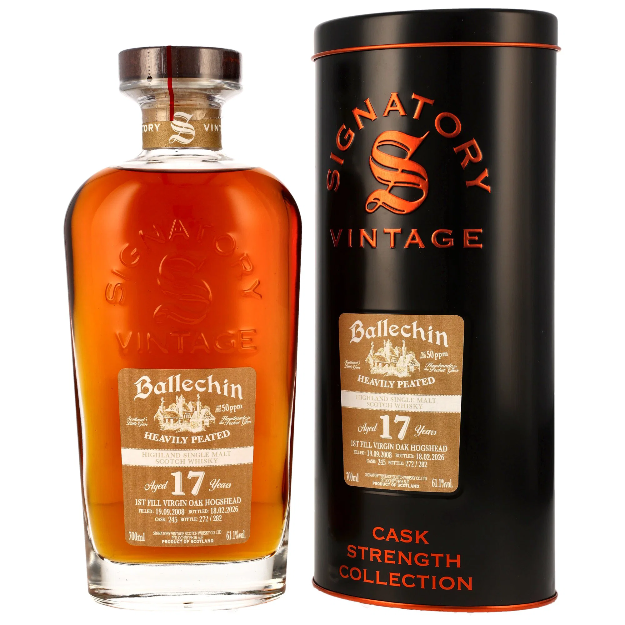 Signatory Ballechin 2008/2026 17 y 1st Fill Virgin Oak Hogshead #245 61,1 %Vol