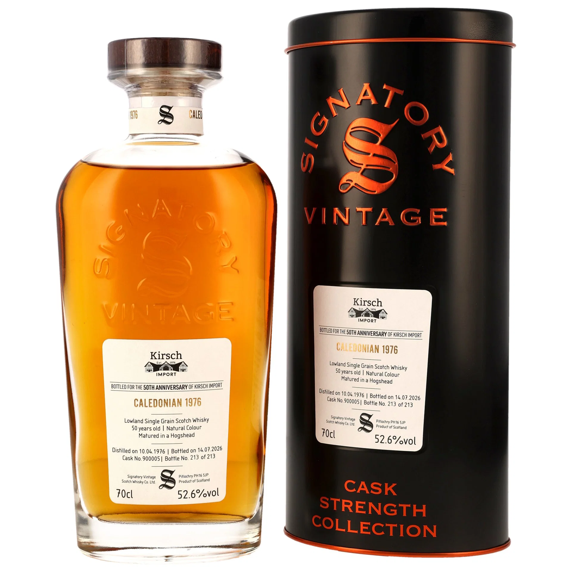 Signatory Caledonian 1976/2026 50 y Single Grain Hogshead #900005 - Sig CS - 50th Anniversary Kirsch Import