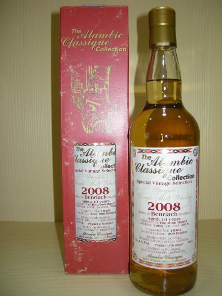 lambic Classique Benriach „Bourbon Barrel“ Jahrgang 2008, 10 years old, Speyside 62,4 %Vol